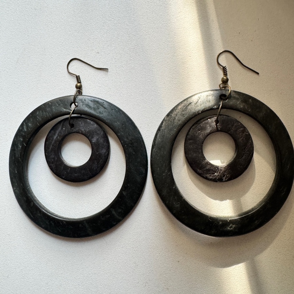 2” Black Hoop Earrings